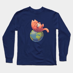 Cats in Space Moon // Universe, Kittens, Feline Long Sleeve T-Shirt